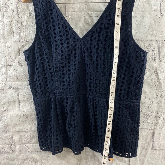 Ann Taylor Navy Blue Eyelet Top - Picture 3 of 6